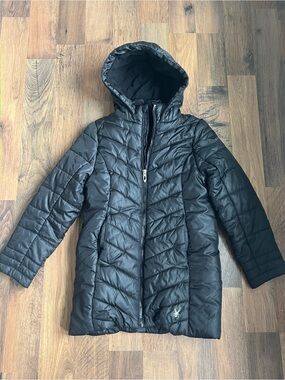 Spyder Kids Black Hooded Insulated Coat